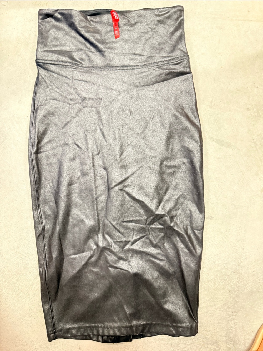SPANX Black Faux Leather High-Waist Pencil Skirt